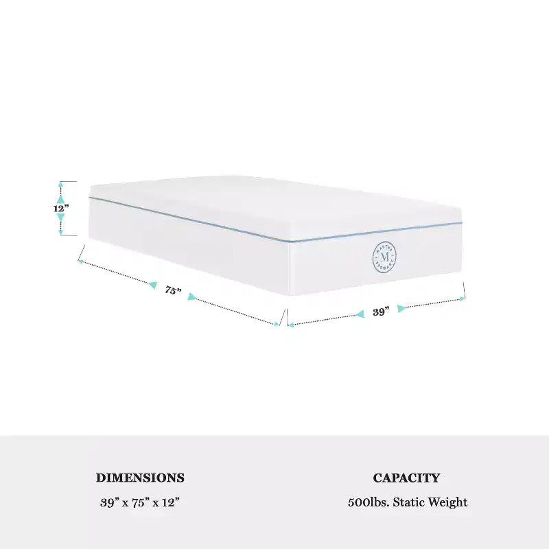 Matelas Martha Stewart SleepComplete 12 po en mousse à mémoire de forme à thé vert et gel rafraîchissant à double action, fermeté moyenne, avec plateau matelassé en jacquard recyclé doux et respirant