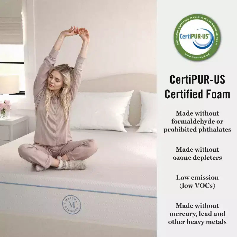 Matelas Martha Stewart SleepComplete 12 po en mousse à mémoire de forme à thé vert et gel rafraîchissant à double action, fermeté moyenne, avec plateau matelassé en jacquard recyclé doux et respirant