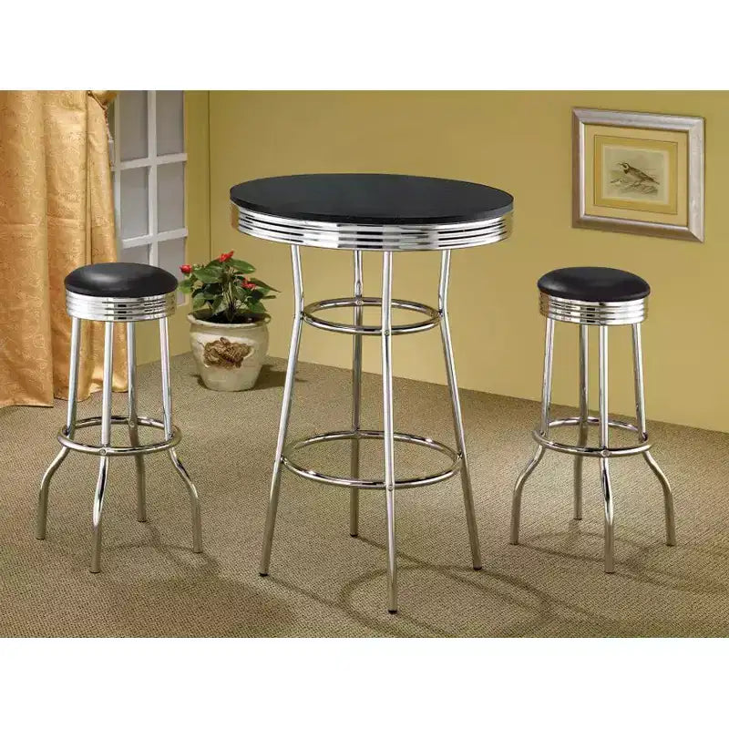 Ensemble Simple Relax de 2 tabourets de bar ronds avec repose-pieds