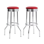 Ensemble Simple Relax de 2 tabourets de bar ronds avec repose-pieds