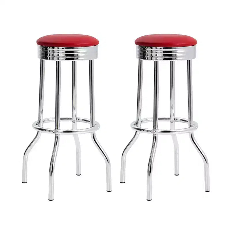 Ensemble Simple Relax de 2 tabourets de bar ronds avec repose-pieds
