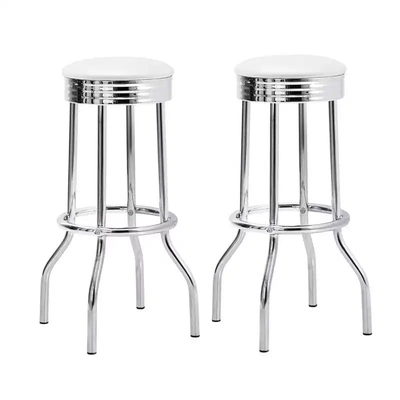 Ensemble Simple Relax de 2 tabourets de bar ronds avec repose-pieds
