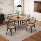 Ensemble de salle à manger 5 pièces avec 4 chaises de salle à manger et table ronde/carrée, Noir+Naturel/Noyer-ModernLuxe