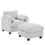 HYLEORY Fauteuil simple avec pouf, Canapé Cloud moderne en velours côtelé avec méridienne convertible, Ensemble de canapés rembourrés pour salon et bureau