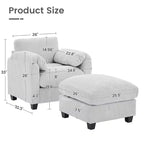 HYLEORY Fauteuil simple avec pouf, Canapé Cloud moderne en velours côtelé avec méridienne convertible, Ensemble de canapés rembourrés pour salon et bureau