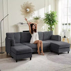 Canapés modulaires en forme de U Mjkone 89 avec 2 poufs, canapé 6 places