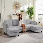 Canapés modulaires en forme de U Mjkone 89 avec 2 poufs, canapé 6 places