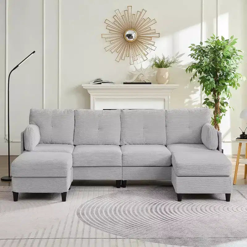Canapés modulaires en forme de U Mjkone 89 avec 2 poufs, canapé 6 places