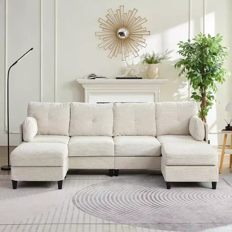 Canapés modulaires en forme de U Mjkone 89 avec 2 poufs, canapé 6 places