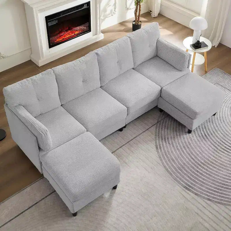 Canapés modulaires en forme de U Mjkone 89 avec 2 poufs, canapé 6 places