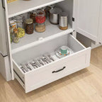 HOMCOM Armoire de garde-manger de ferme de 183 cm avec portes de grange, meuble de rangement de cuisine haut avec étagères réglables et tiroir