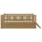 Lit plate-forme en bois Whisen, taille double, avec garde-corps et 2 tiroirs
