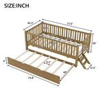 Lit plate-forme en bois Whisen, taille double, avec garde-corps et 2 tiroirs