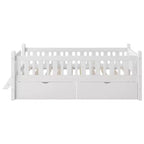 Lit plate-forme en bois Whisen, taille double, avec garde-corps et 2 tiroirs