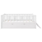 Lit plate-forme en bois Whisen, taille double, avec garde-corps et 2 tiroirs