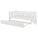 Lit plate-forme en bois Whisen, taille double, avec garde-corps et 2 tiroirs