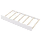 Lit plate-forme en bois Whisen, taille double, avec garde-corps et 2 tiroirs