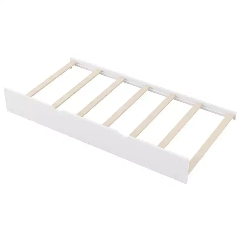 Lit plate-forme en bois Whisen, taille double, avec garde-corps et 2 tiroirs