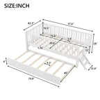 Lit plate-forme en bois Whisen, taille double, avec garde-corps et 2 tiroirs