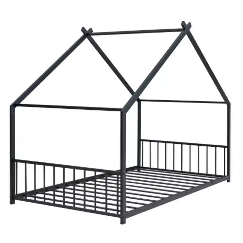 Cadre de lit double en métal avec un design de maison exceptionnel