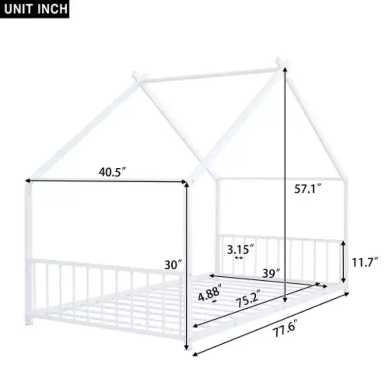 Cadre de lit double en métal avec un design de maison exceptionnel