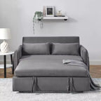 MAYEERTY 55 Canapé-Lit Convertible Moderne en Velours, Causeuse avec 2 Poches Accoudoirs Détachables, Lit Extensible, 2 Coussins, Dossier Réglable, Accoudoirs Grille