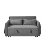 MAYEERTY 55 Canapé-Lit Convertible Moderne en Velours, Causeuse avec 2 Poches Accoudoirs Détachables, Lit Extensible, 2 Coussins, Dossier Réglable, Accoudoirs Grille