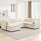 HYLEORY - Canapé d'angle modulaire moderne en velours côtelé de 287 x 201 cm avec pouf et canapé en forme de U à 5 places