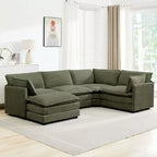 HYLEORY - Canapé d'angle modulaire moderne en velours côtelé de 287 x 201 cm avec pouf et canapé en forme de U à 5 places