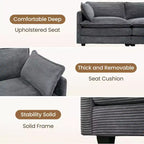 HYLEORY - Canapé d'angle modulaire moderne en velours côtelé de 287 x 201 cm avec pouf et canapé en forme de U à 5 places