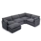 HYLEORY - Canapé d'angle modulaire moderne en velours côtelé de 287 x 201 cm avec pouf et canapé en forme de U à 5 places