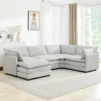 HYLEORY - Canapé d'angle modulaire moderne en velours côtelé de 287 x 201 cm avec pouf et canapé en forme de U à 5 places