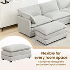 HYLEORY - Canapé d'angle modulaire moderne en velours côtelé de 287 x 201 cm avec pouf et canapé en forme de U à 5 places