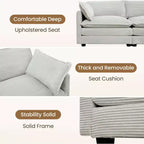 HYLEORY - Canapé d'angle modulaire moderne en velours côtelé de 287 x 201 cm avec pouf et canapé en forme de U à 5 places