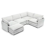 HYLEORY - Canapé d'angle modulaire moderne en velours côtelé de 287 x 201 cm avec pouf et canapé en forme de U à 5 places