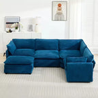 HYLEORY - Canapé d'angle modulaire moderne en velours côtelé de 287 x 201 cm avec pouf et canapé en forme de U à 5 places