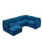HYLEORY - Canapé d'angle modulaire moderne en velours côtelé de 287 x 201 cm avec pouf et canapé en forme de U à 5 places