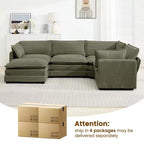 HYLEORY - Canapé d'angle modulaire moderne en velours côtelé de 287 x 201 cm avec pouf et canapé en forme de U à 5 places