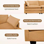 HYLEORY - Canapé d'angle modulaire moderne en velours côtelé de 287 x 201 cm avec pouf et canapé en forme de U à 5 places