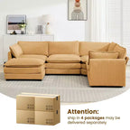 HYLEORY - Canapé d'angle modulaire moderne en velours côtelé de 287 x 201 cm avec pouf et canapé en forme de U à 5 places