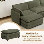 HYLEORY - Canapé d'angle modulaire moderne en velours côtelé de 287 x 201 cm avec pouf et canapé en forme de U à 5 places