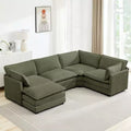 HYLEORY - Canapé d'angle modulaire moderne en velours côtelé de 287 x 201 cm avec pouf et canapé en forme de U à 5 places