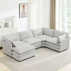 HYLEORY - Canapé d'angle modulaire moderne en velours côtelé de 287 x 201 cm avec pouf et canapé en forme de U à 5 places
