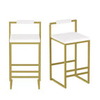 MAYEERTY Lot de 2 tabourets de bar rembourrés en velours, chaises de salle à manger modernes pour comptoir, hauteur de bar, intérieur, doré, blanc crème