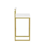 MAYEERTY Lot de 2 tabourets de bar rembourrés en velours, chaises de salle à manger modernes pour comptoir, hauteur de bar, intérieur, doré, blanc crème