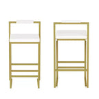 MAYEERTY Lot de 2 tabourets de bar rembourrés en velours, chaises de salle à manger modernes pour comptoir, hauteur de bar, intérieur, doré, blanc crème