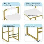 MAYEERTY Lot de 2 tabourets de bar rembourrés en velours, chaises de salle à manger modernes pour comptoir, hauteur de bar, intérieur, doré, blanc crème