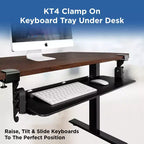Uncaged Ergonomics KT4 Plateau de clavier ergonomique coulissant sous le bureau, fixation par pince, noir