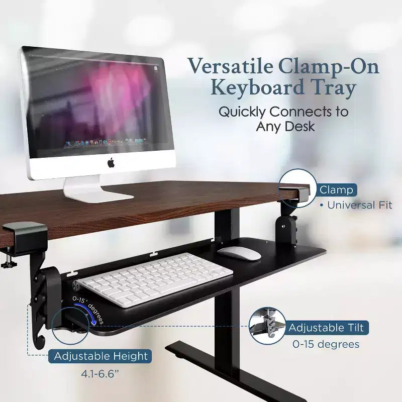 Uncaged Ergonomics KT4 Plateau de clavier ergonomique coulissant sous le bureau, fixation par pince, noir