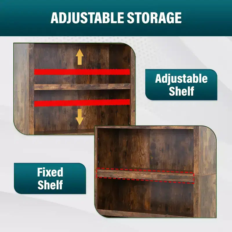 FDW Étagère à Livres Industrielle à 5 Niveaux en Bois, Parfaite pour Bureau à Domicile ou Salon, Marron